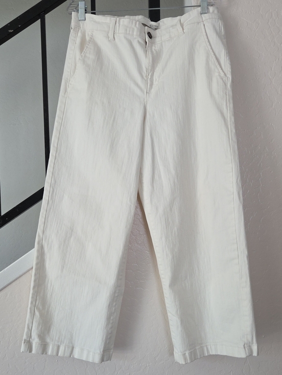 Ella Moss Pants - Ella Moss Cream/Ivory High-Rise Pants Wide Leg Cropped Trousers Size 12